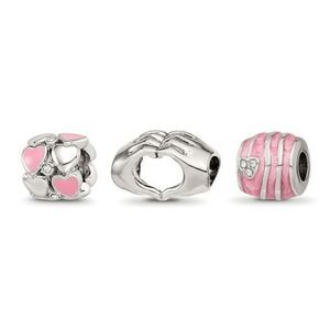 New Sterling Silver Reflections Hearts of Love Boxed Bead Set